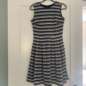Andrew Marc Navy and white eyelet dress